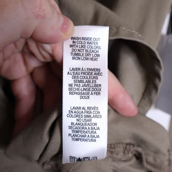 GOOD AMERICAN NEW Chambray Button Down Shirt Khaki Long Sleeves Women's 1/US S - Picture 12 of 12